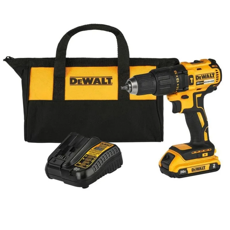 Taladro percutor inalámbrico DeWalt DCD7781D1-B2 de 1/2" 20V brushless con 65 Nm, batería y bolso